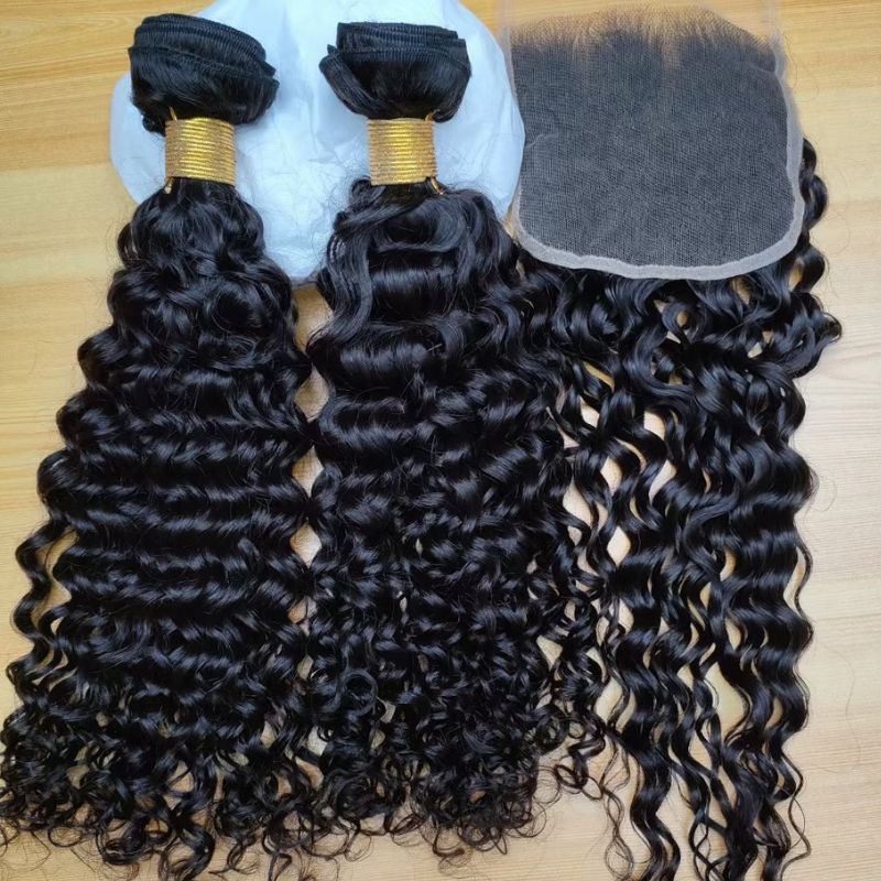 Deep Curly Bundles With HD Lace Closure Human Hair