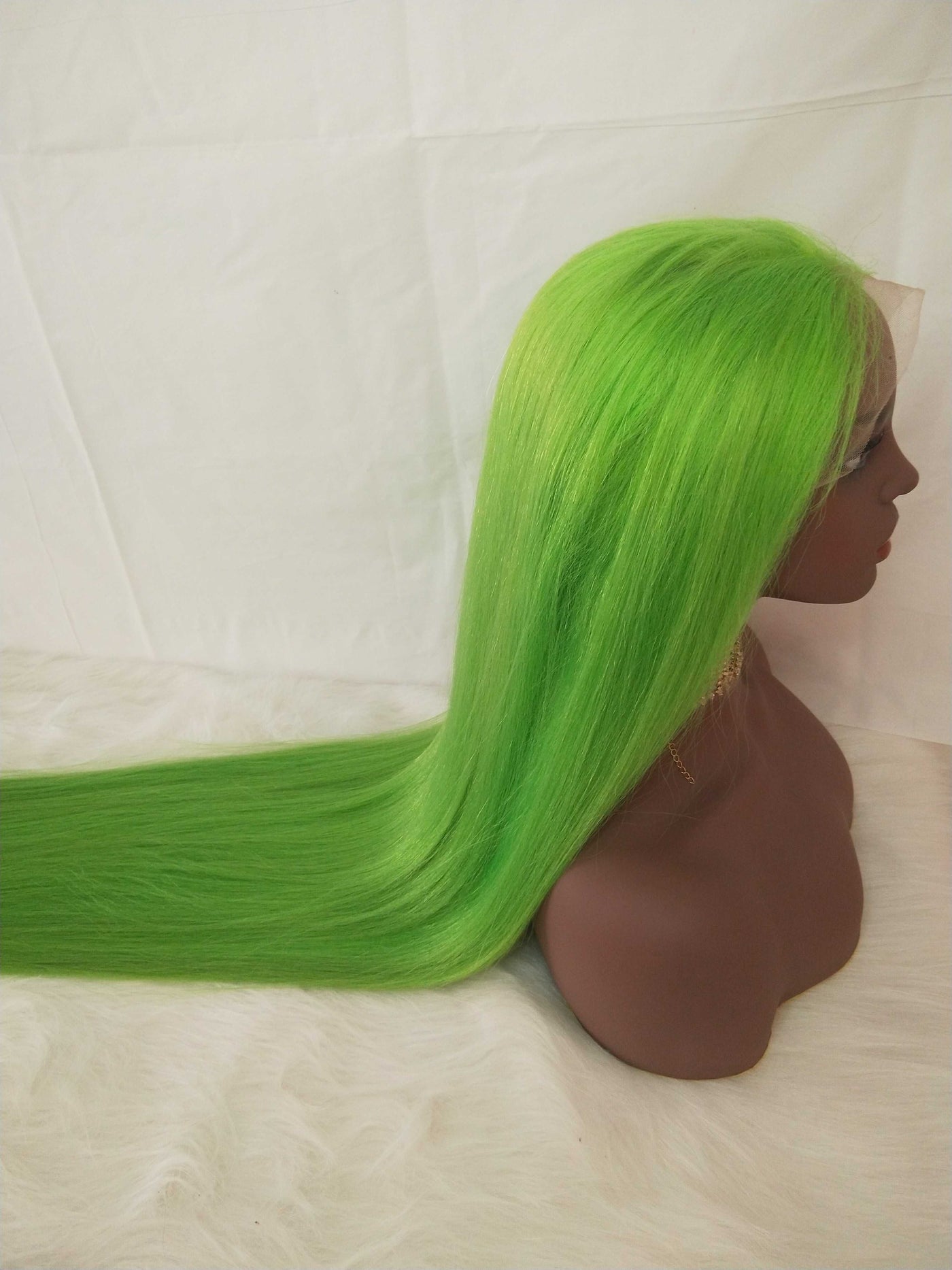 Green Human Hair Full Lace Wig