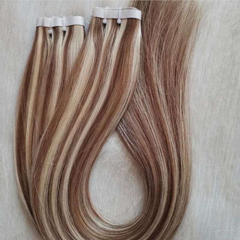 medium-brown-and-ash-blonde-highlighted-tape-weft-extensions