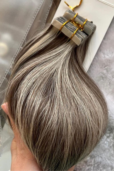 platinum-ash-blonde-highlighted-tape-extensions