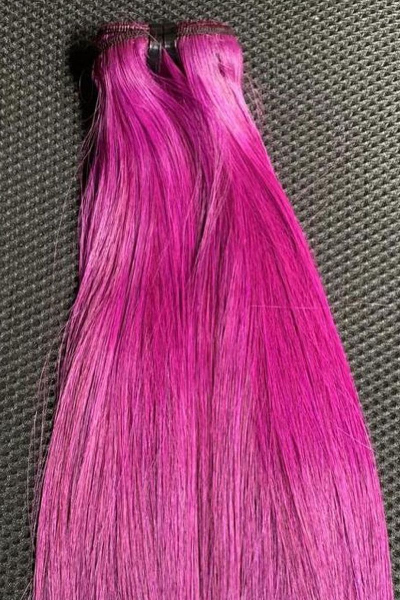 Rose Red Machine Weft Hair Extensions