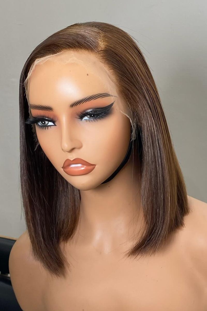 Dark Brown HD Full Lace BoB Wigs Human Hair