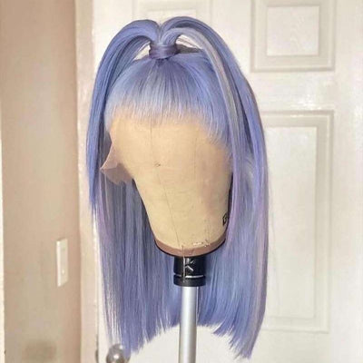 Blue and Grey Highlight BoB Wig Human Hair