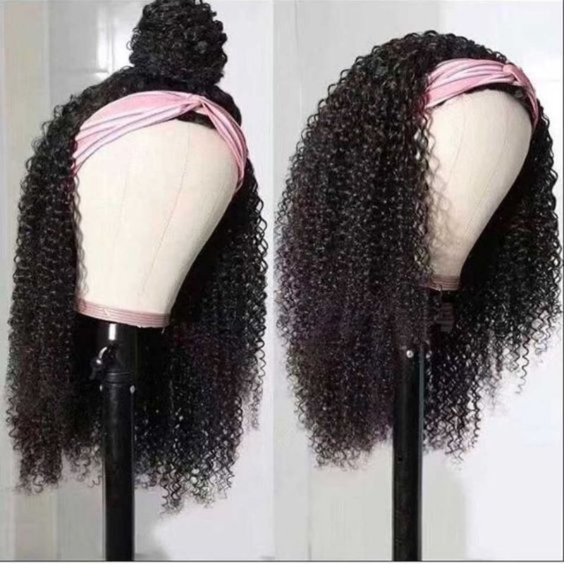 Kinky Curly Stirnband Perücke Echthaar 